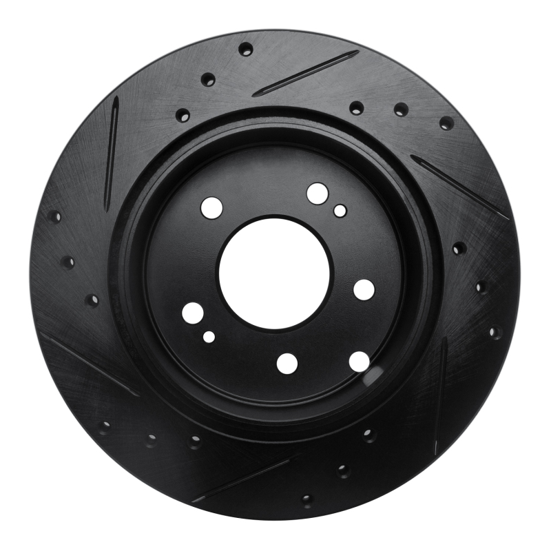 Mitsubishi Eclipse Brake Rotor (1) - Rear Right - R1 Concepts - Drilled & Slotted - Black - `06-`12